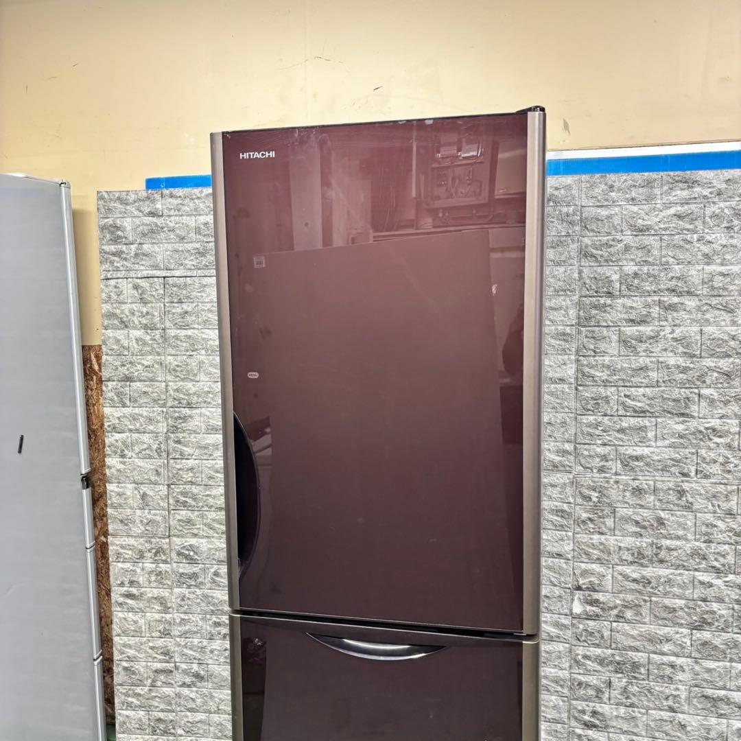 609 ブラウンカラー　日立　大型冷蔵庫　375L 300L強　自動製氷　右開き