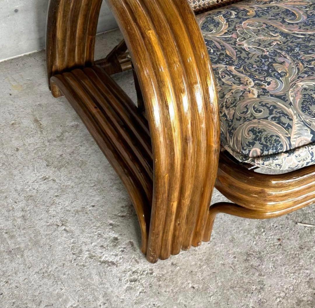 ꧁オールドラタン꧂カフェ風✦レトロラタン大型アームチェア　1人掛けソファー