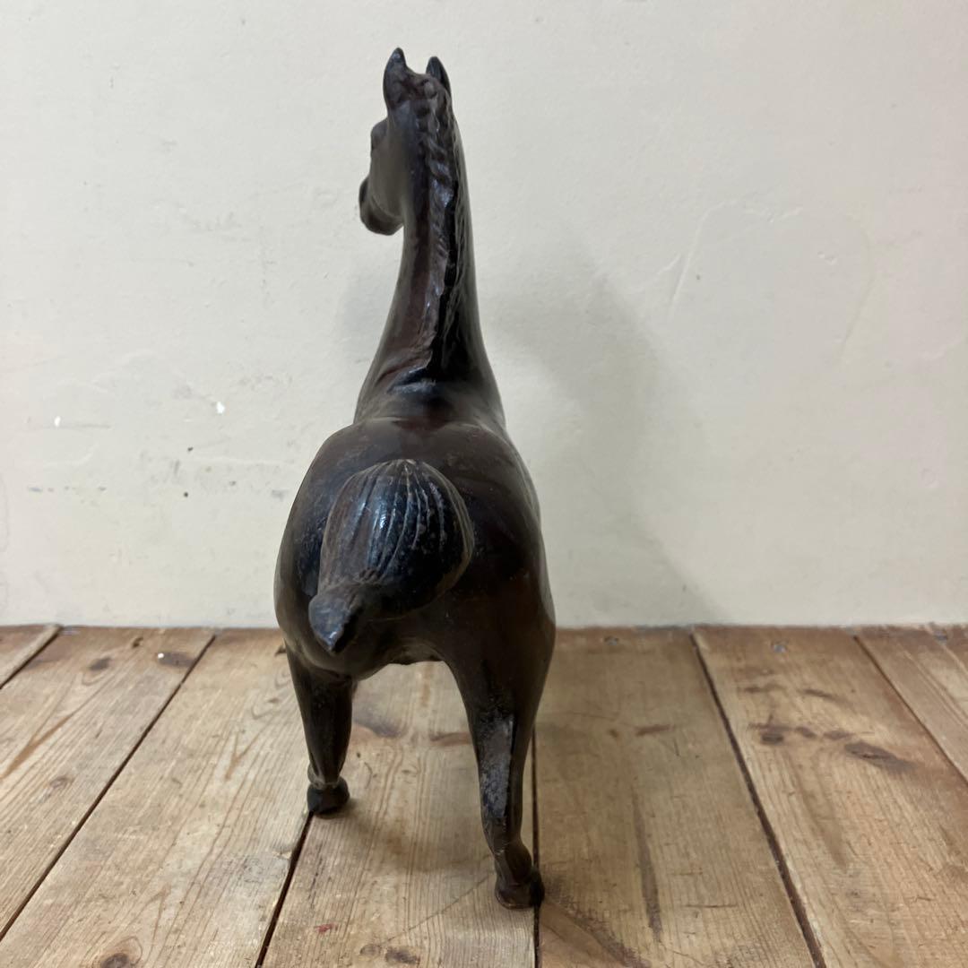 E-4 馬 置物 鉄製 鉄器 ブロンズ像 アンティーク ヴィンテージ 骨董 縁起