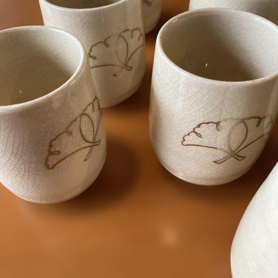 【鹿児島】白薩摩 湯呑 9客セット 光石窯 在銘 貫入入り 高さ7.5cm