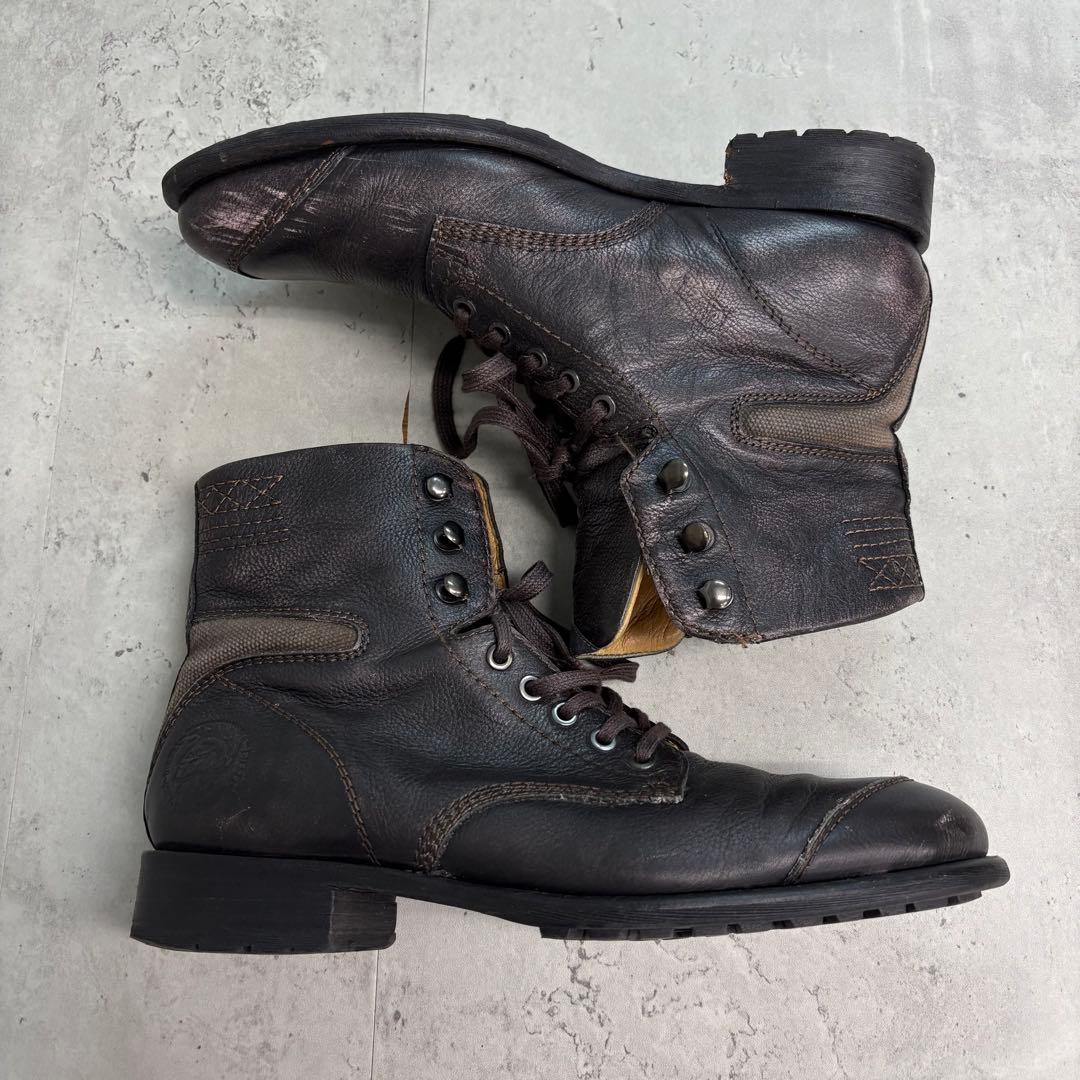 DIESEL ディーゼル レザー ブーツ サイドジップ 43 本革 ブラウン