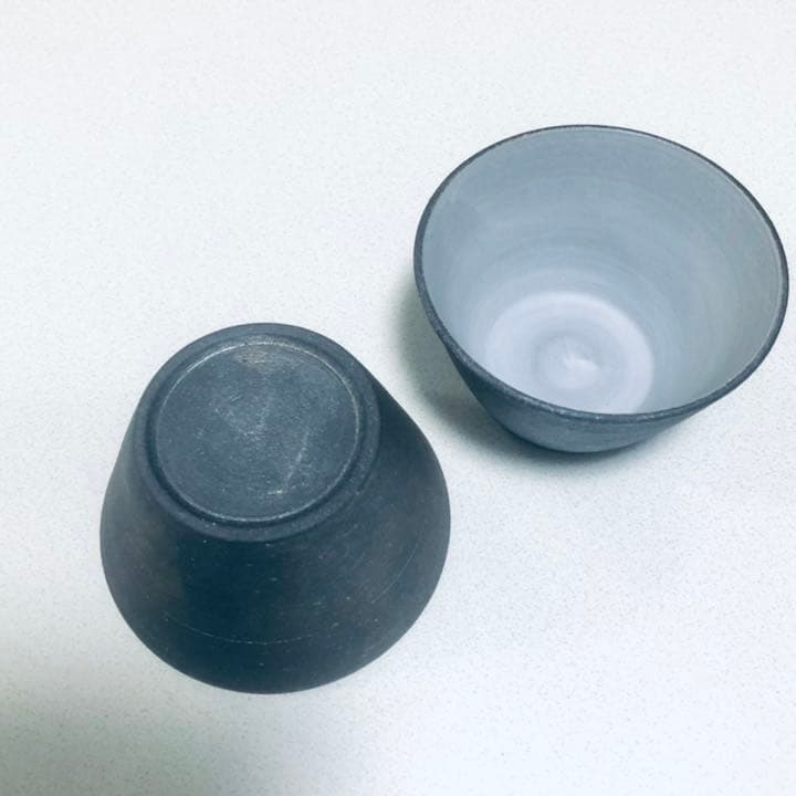 そばちょこ2つ　陶器　フリーカップ　焼き〆　作家物