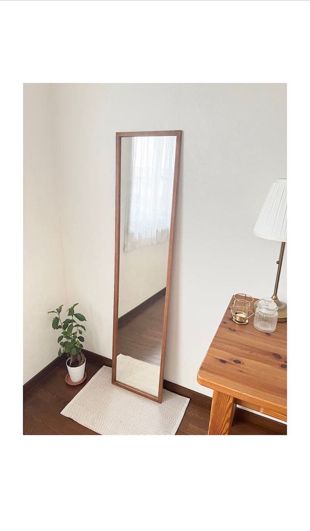 【日本製】全身鏡　立て掛け壁掛けミラー　アンティーク調