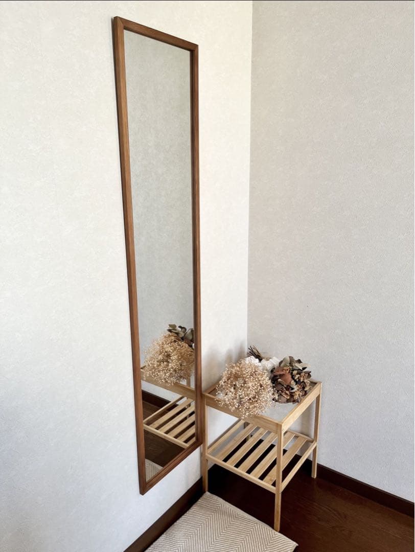 【日本製】全身鏡　立て掛け壁掛けミラー　アンティーク調