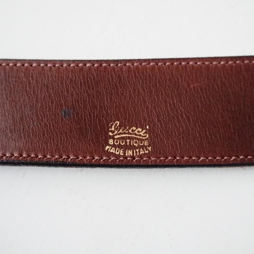 モカ様GUCCI オールドグッチ ホースシュー ピンバックル レザーベルト 85