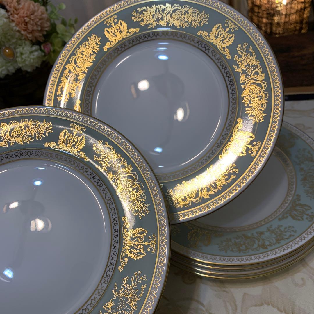 ウェッジウッド コロンビア　セージグリーン 17.5cm ケーキプレート4枚