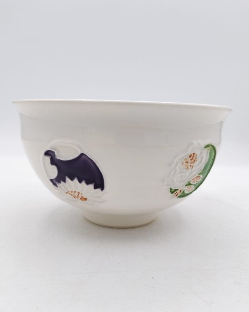 b422 茶碗 交趾 5色花丸紋 南山窯 木箱 茶道具 古物