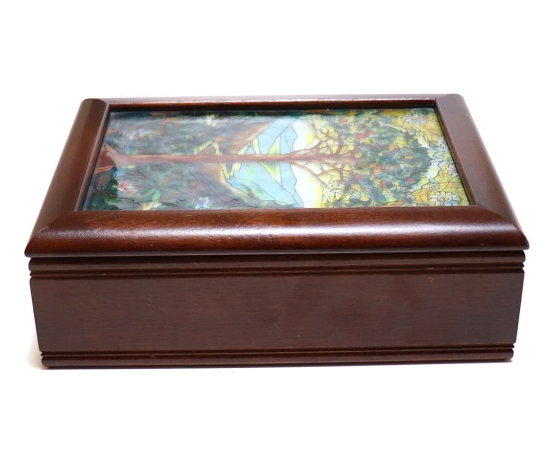 ルイス・C・ティファニーヴィンテージステンドグラス木製一体型大ジュエリーボックス