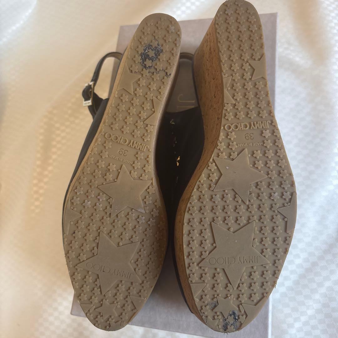 PHS  JIMMY CHOO ブラックオープントゥサンダル