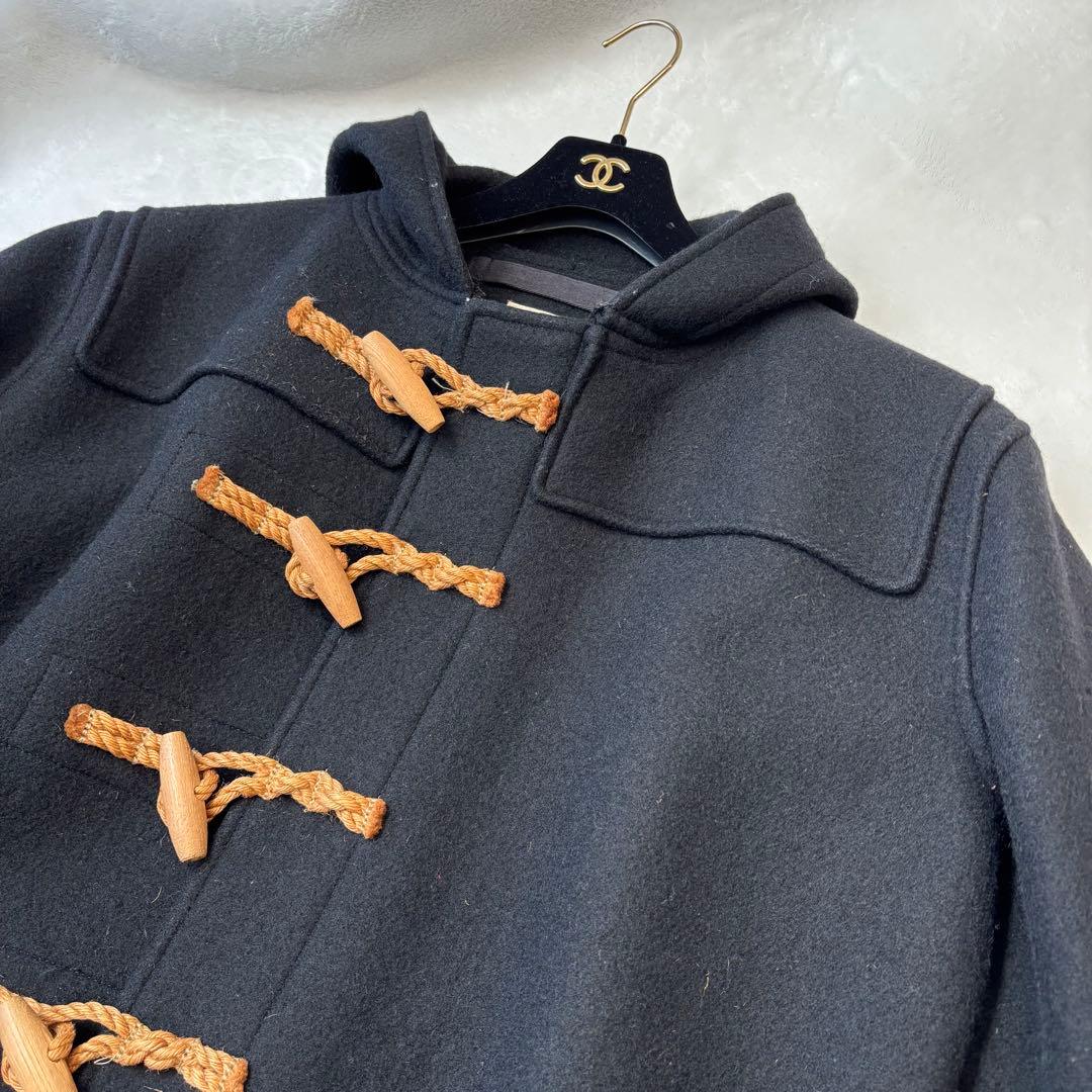 Glenoverグレンオーバー　ダッフルコート　黒　肉厚　ウール　ロング　トグル