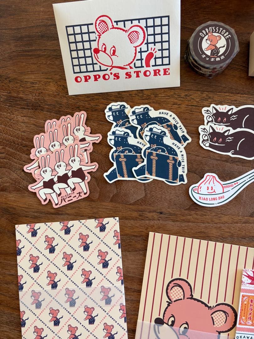 オビワン　レトロ郵便　デザインペーパー ミニカード　オッポ商店　貼り箱入り