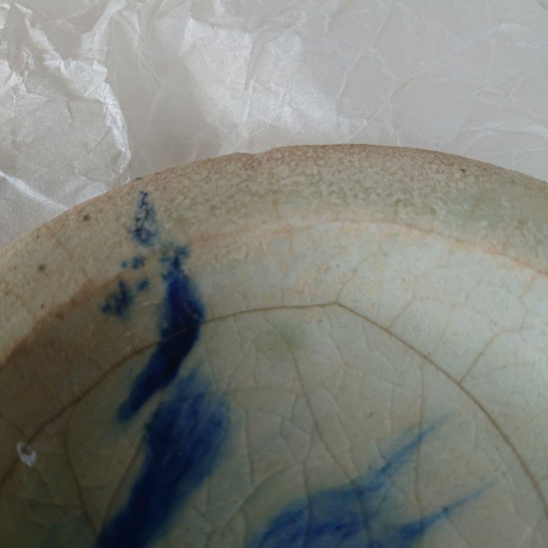 ペルシャ陶器　波斯白地藍線小皿