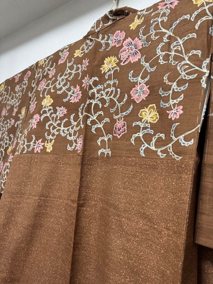 【銘品新品】京都老舗銘店「京ごふく細尾」 「木版染め」小千谷紬 玉糸 トール寸