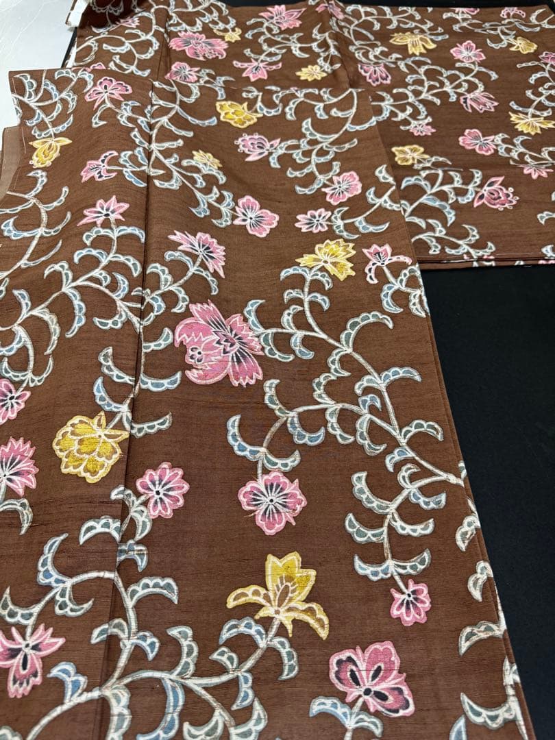 【銘品新品】京都老舗銘店「京ごふく細尾」 「木版染め」小千谷紬 玉糸 トール寸