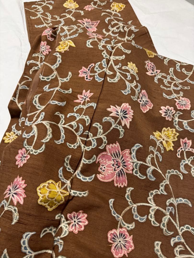 【銘品新品】京都老舗銘店「京ごふく細尾」 「木版染め」小千谷紬 玉糸 トール寸