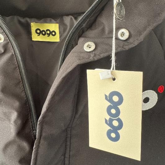 9090 90 Logo Rich Puffer Jacket 黒 ブラック L
