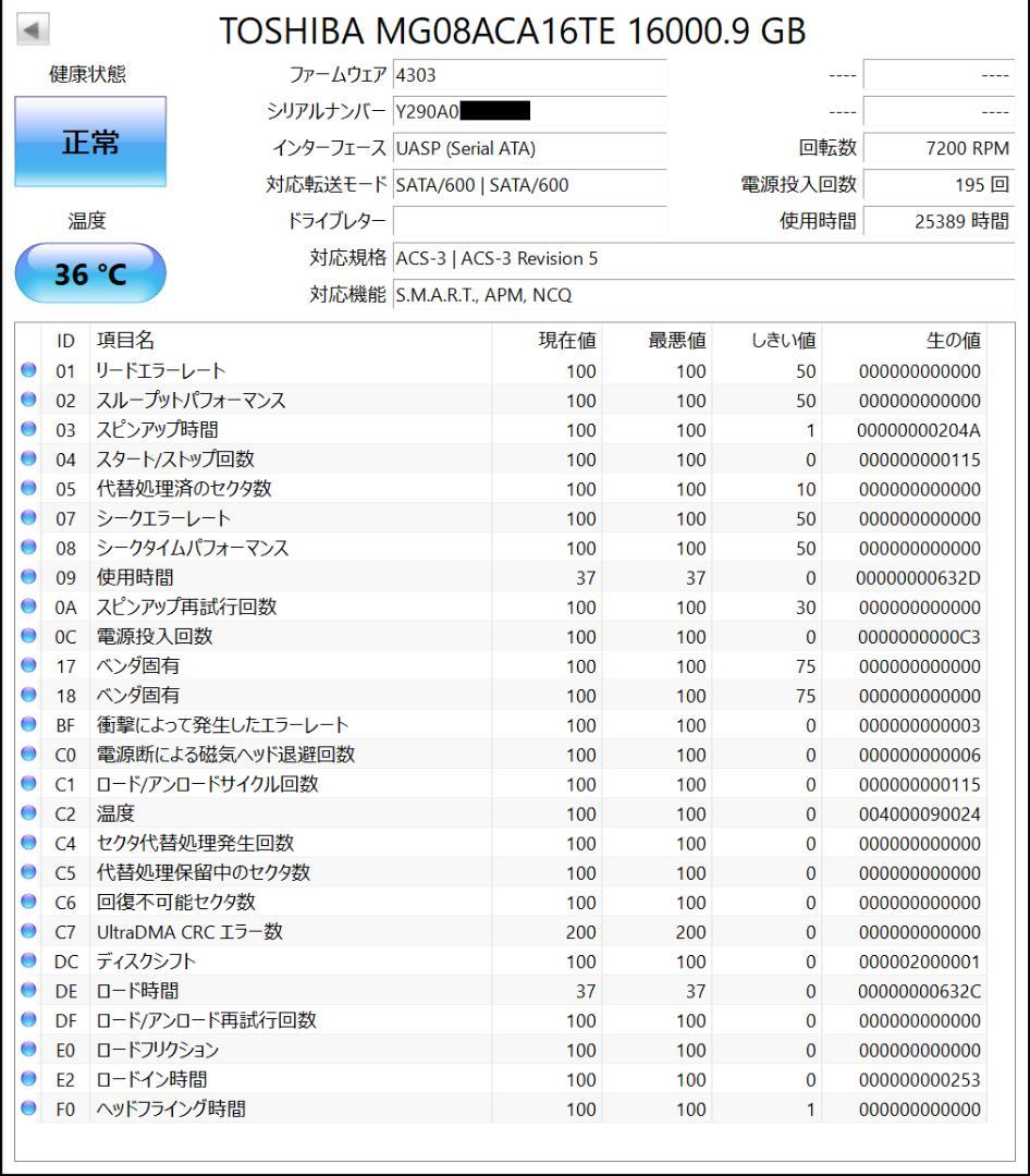 TOSHIBA 内蔵ハードディスク 16TB MG08ACA16TE ③