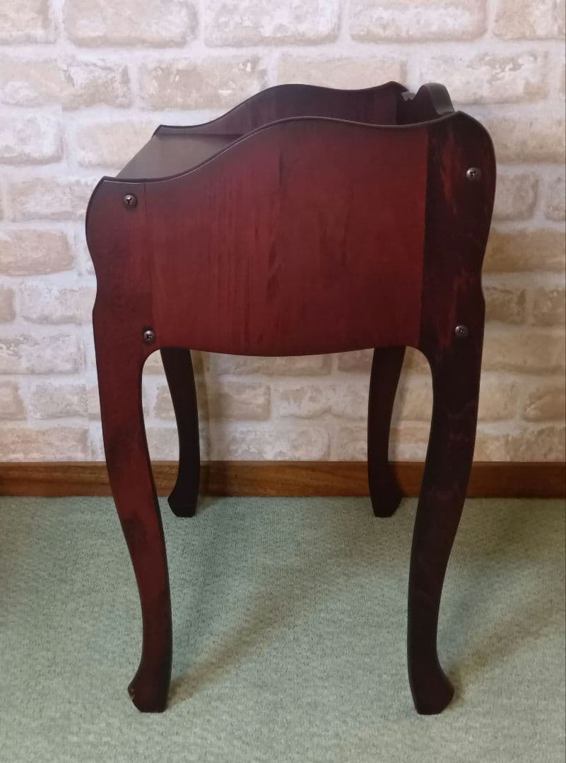 アンティーク調/猫脚　花台電話台飾り台　ブラウン　家具中古43×36×高63cm