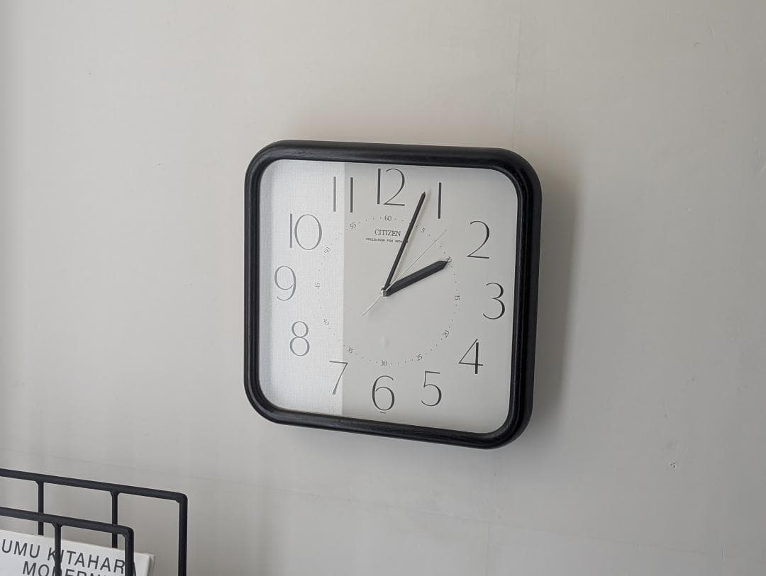 ビンテージ ウッドフレーム ウォールクロック 大きめ 90s シック モノトーン