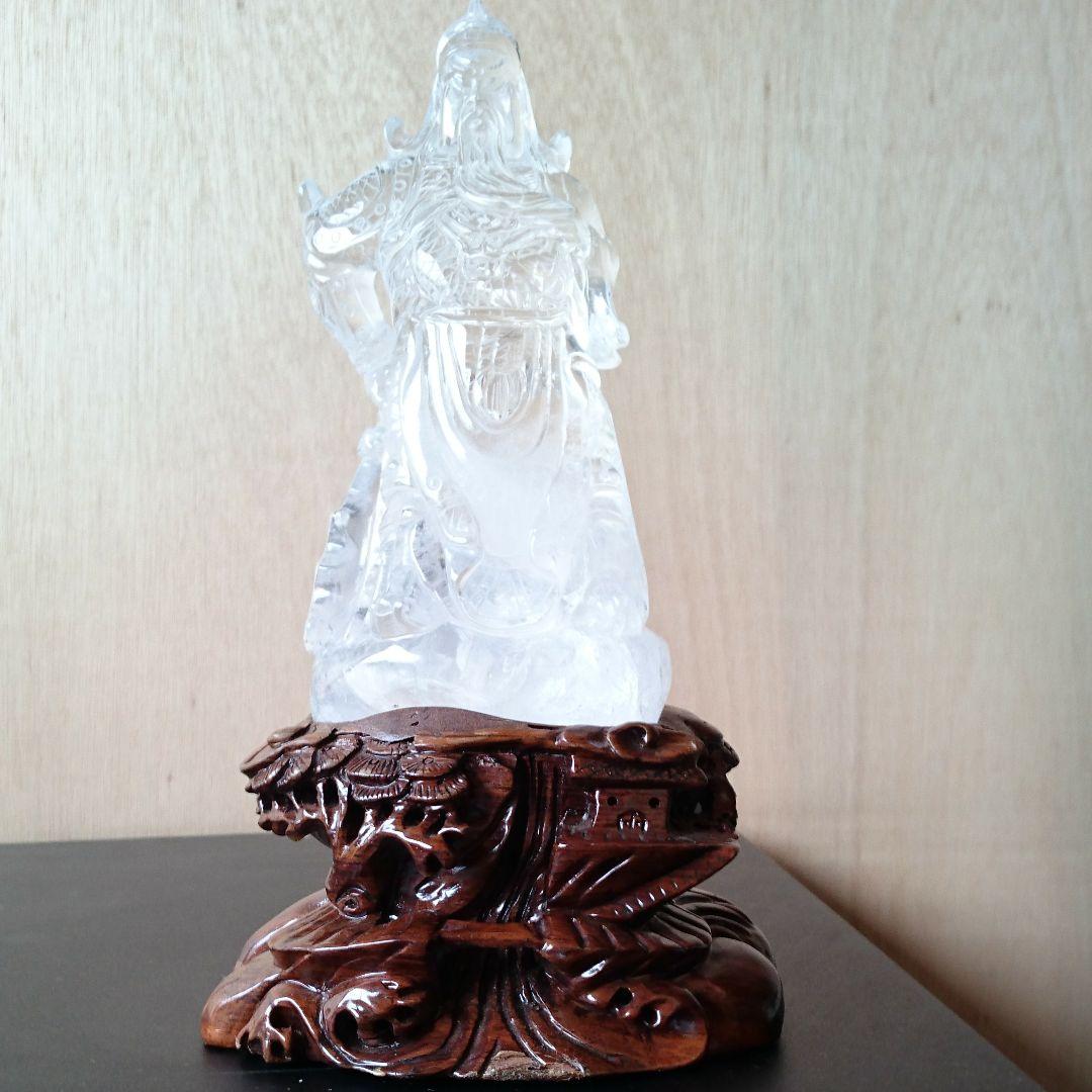 関羽 天然水晶 手彫り (大) パワーストーン 原石 石 インテリア 小物 置物