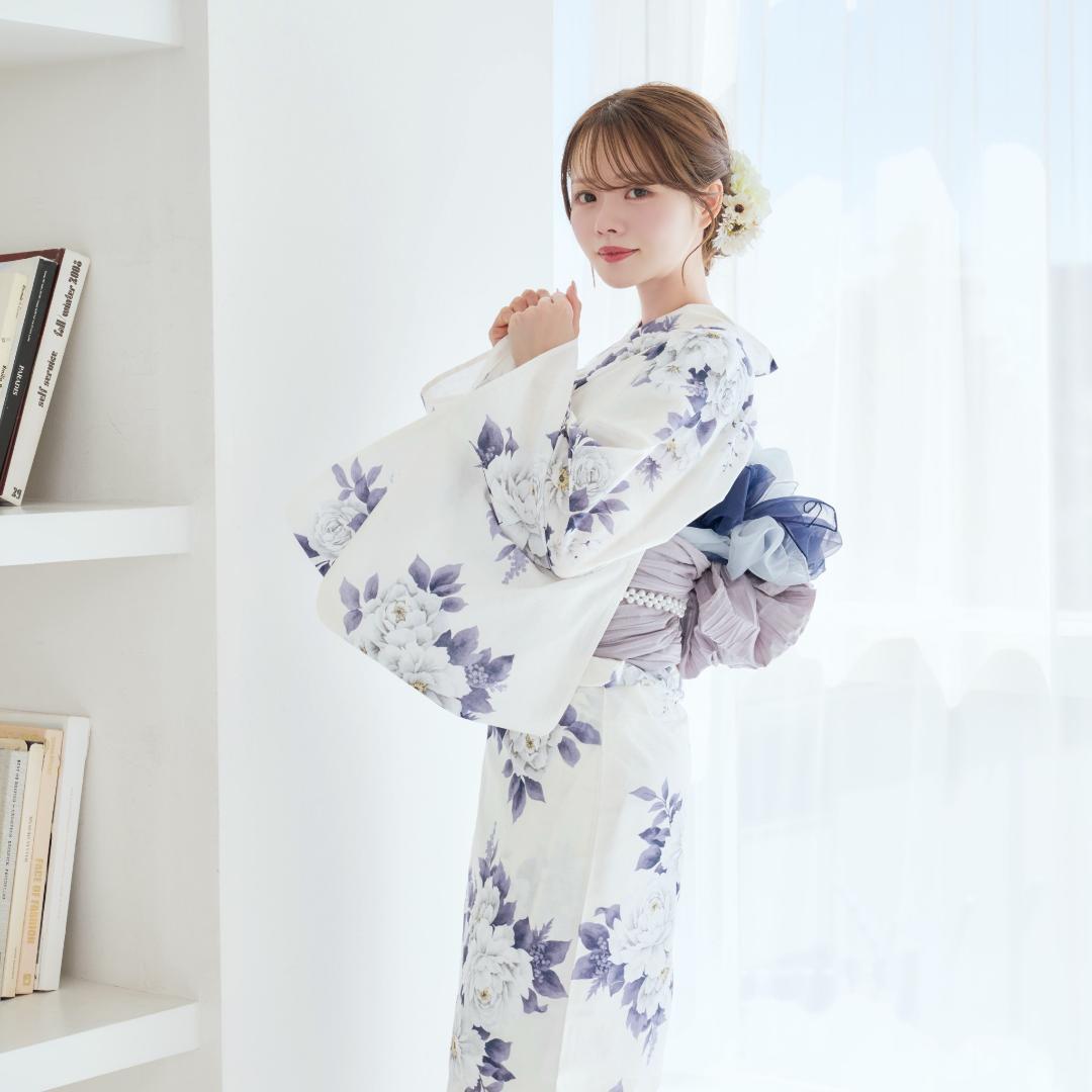 新品 浴衣 セット 浴衣セット ゆかた レディース 大人 ネイビー 白 Y5-2