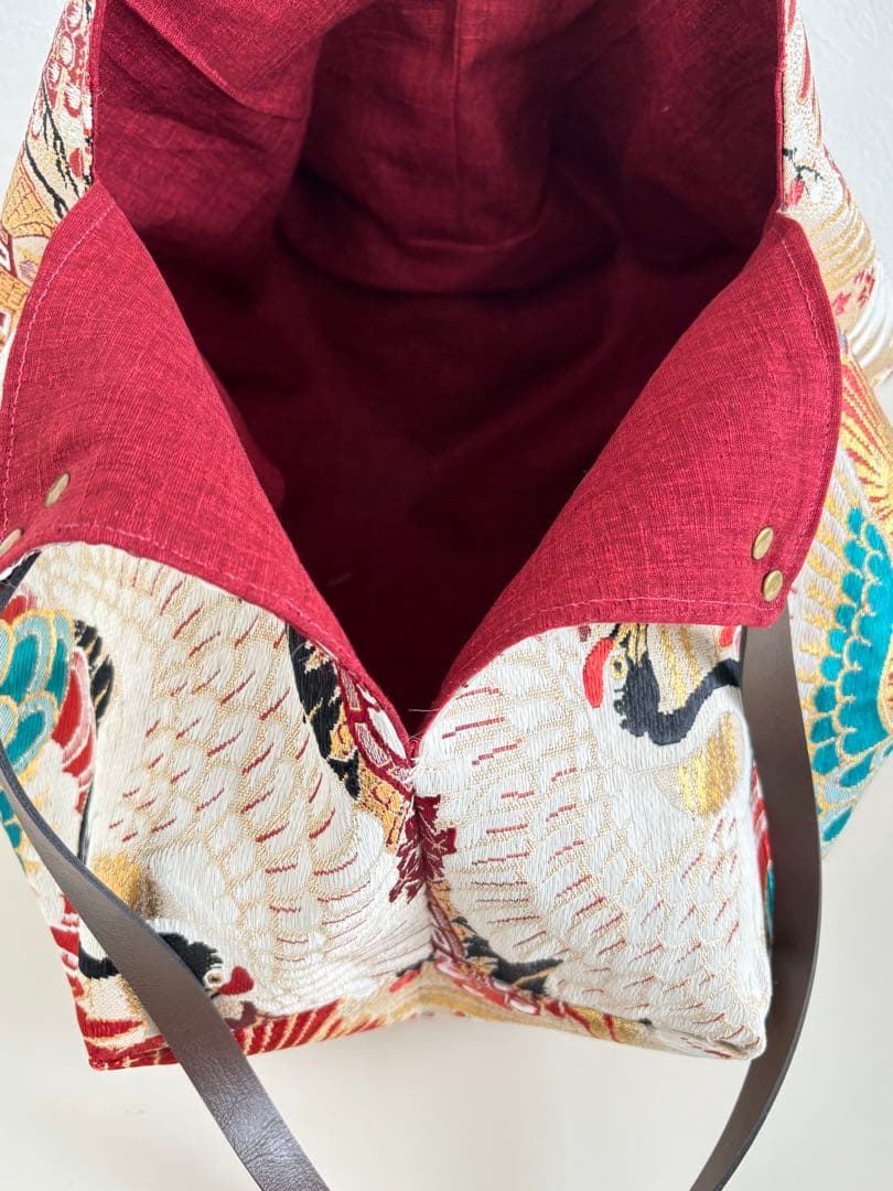 帯リメイクバッグ　あずま袋、風呂敷袋、エコバッグ、ショッピングバッグ、八角バッグ