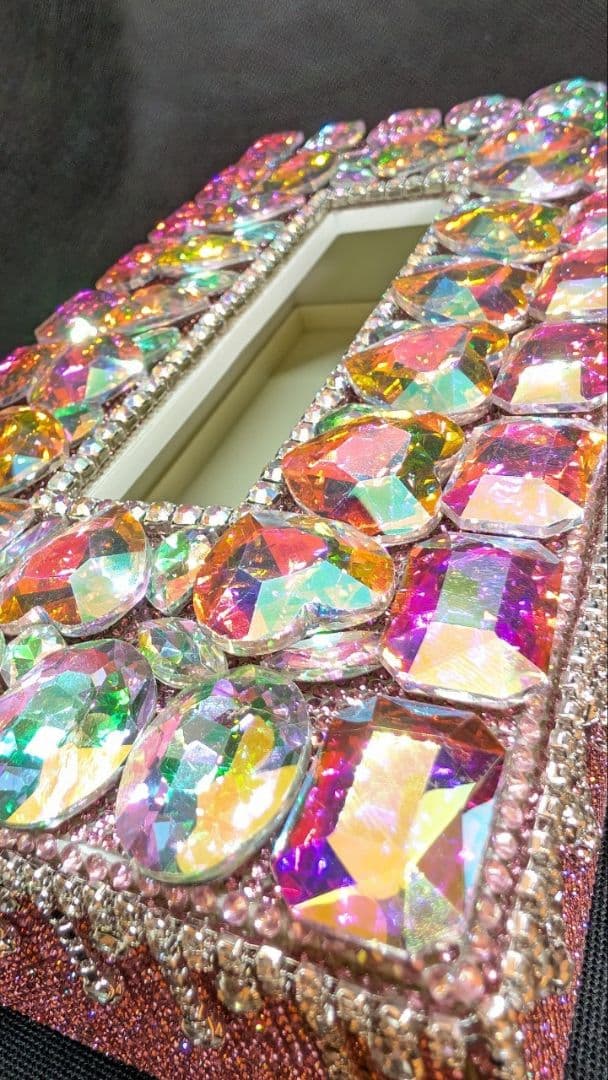 ティッシュケース　デコケース　ハンドメイド　キラキラ　ピンク