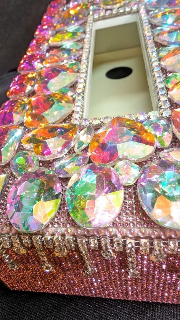 ティッシュケース　デコケース　ハンドメイド　キラキラ　ピンク