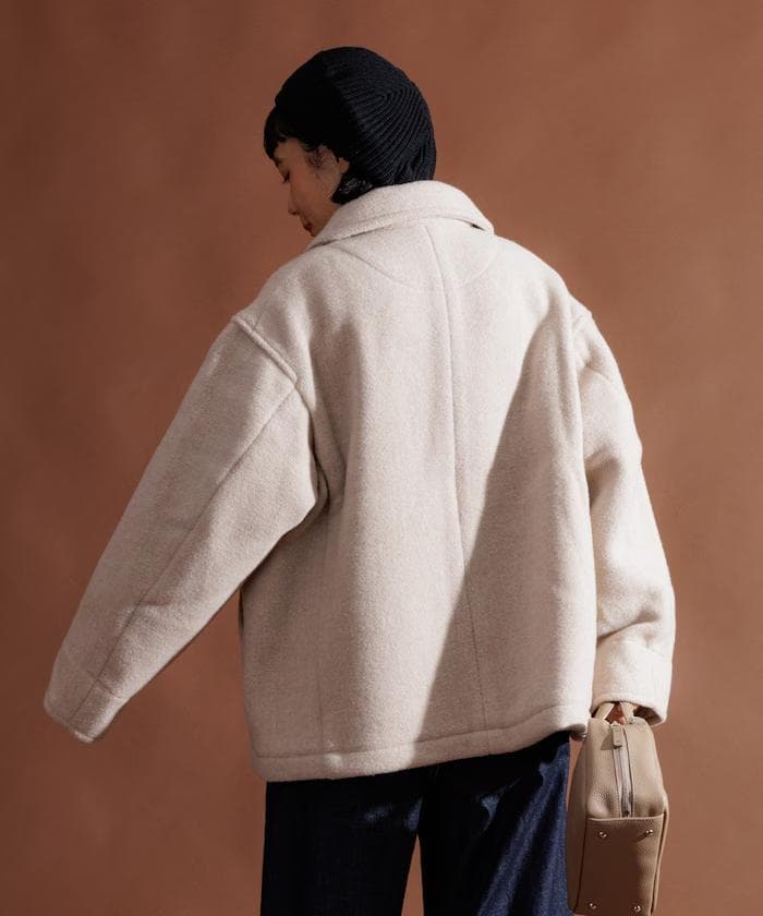 DANTON ダントン ウールパイル 丸襟ジャケット レディース