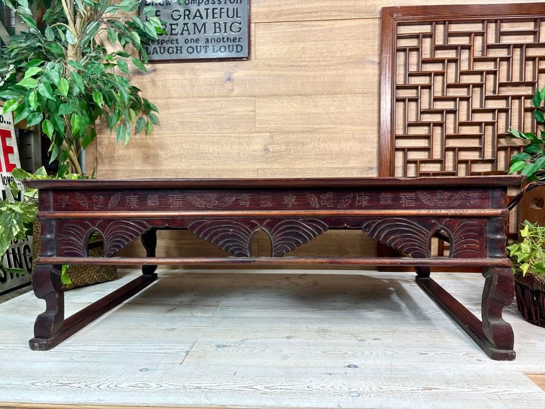 韓国年代物李朝家具木製特大お膳ソバンテーブル座卓アンティークビンテージ飾り台花台