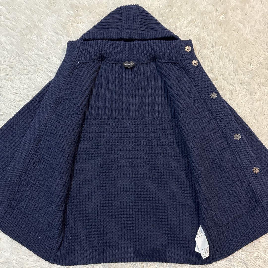 美品✨エンポリオアルマーニ ニット ダッフルコート XL相当 厚手 ネイビー