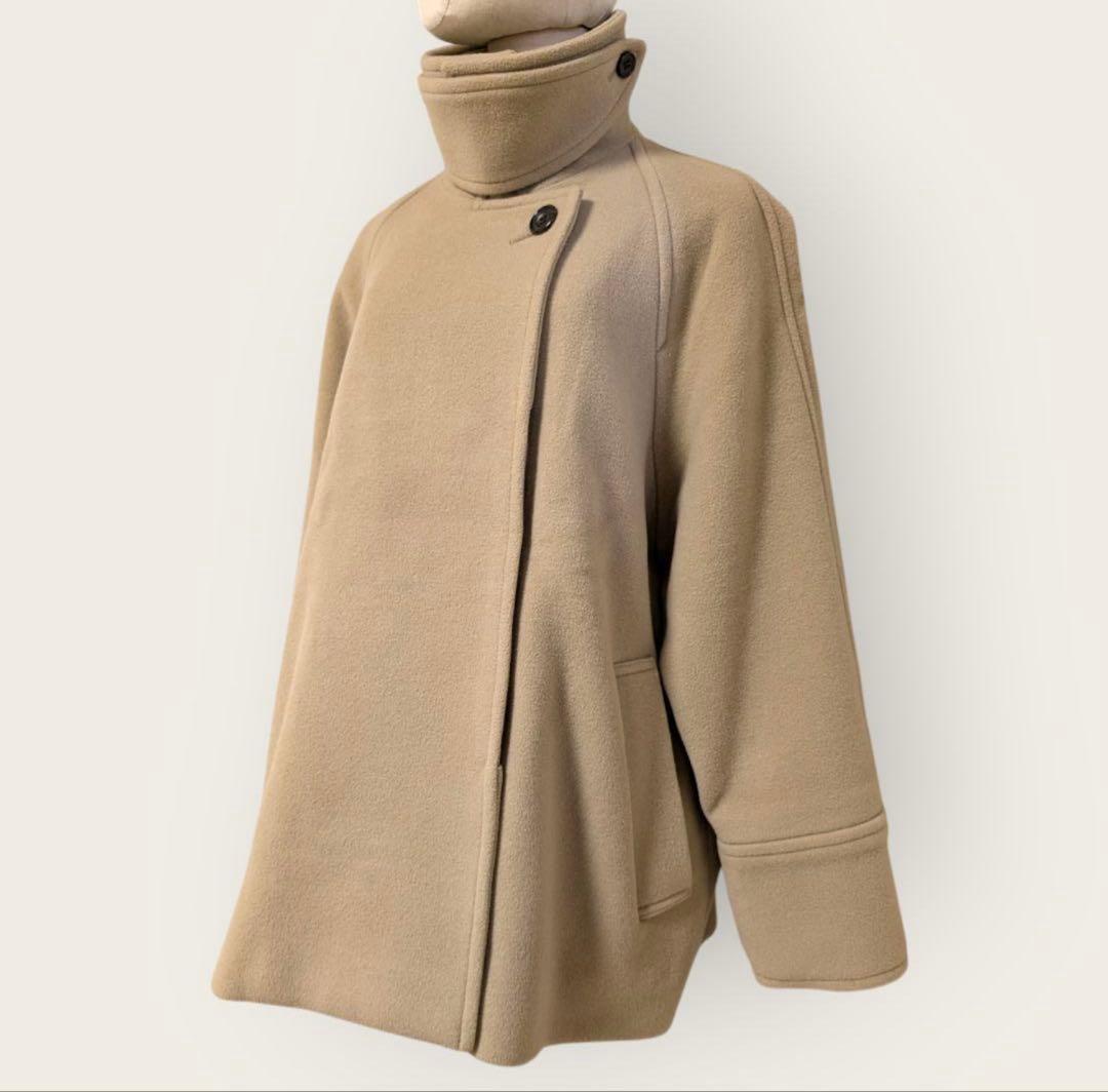 スピックアンドスパン　W/Nyモッサステンカラーショートコート　ベージュ　38