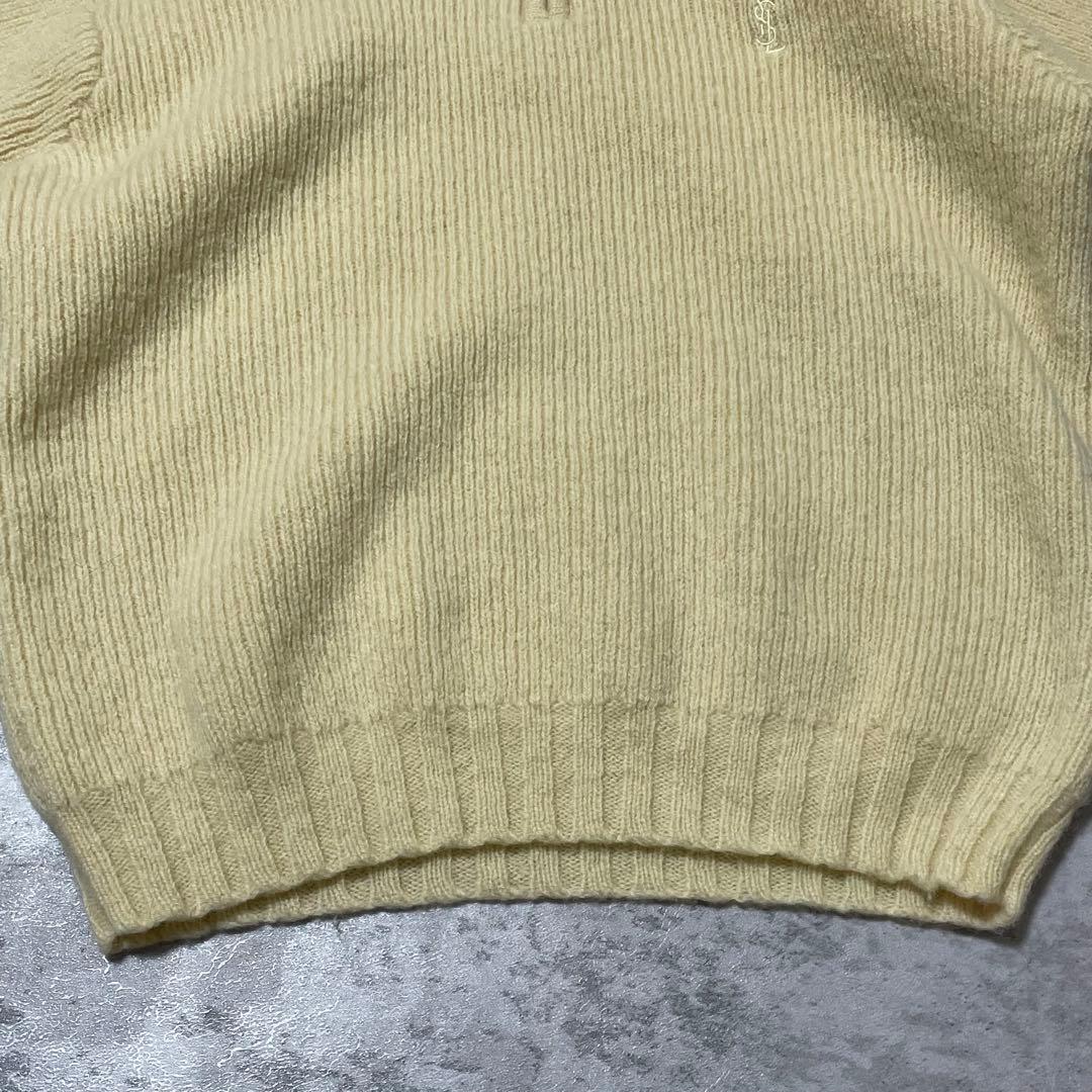 YSL イヴサンローラン ロゴ 刺繍 ハーフジップ ニット セーター イエロー