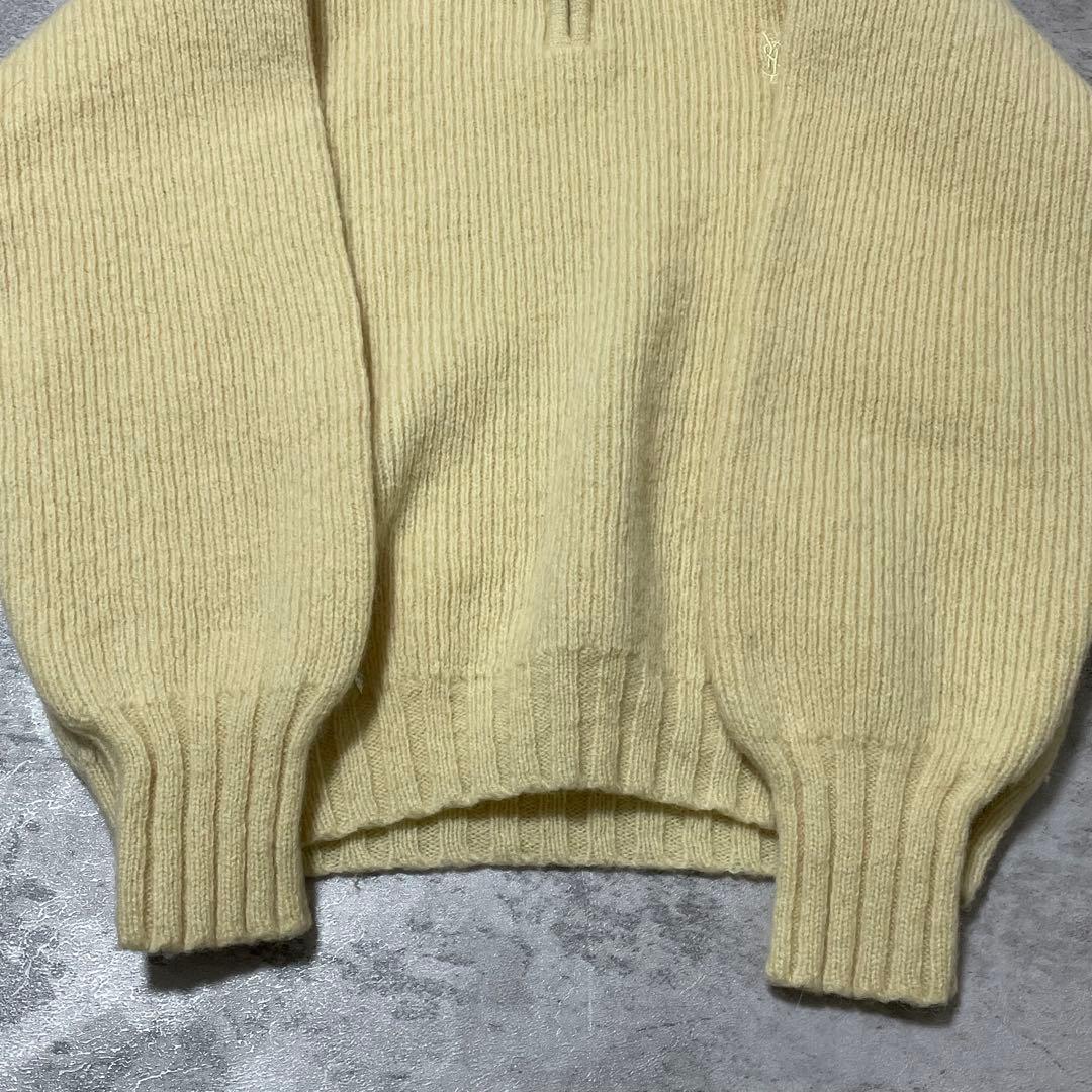 YSL イヴサンローラン ロゴ 刺繍 ハーフジップ ニット セーター イエロー