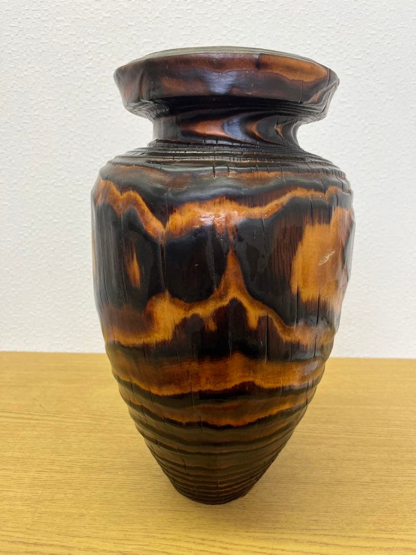 花瓶　木彫り　置物　アンティーク　工芸品