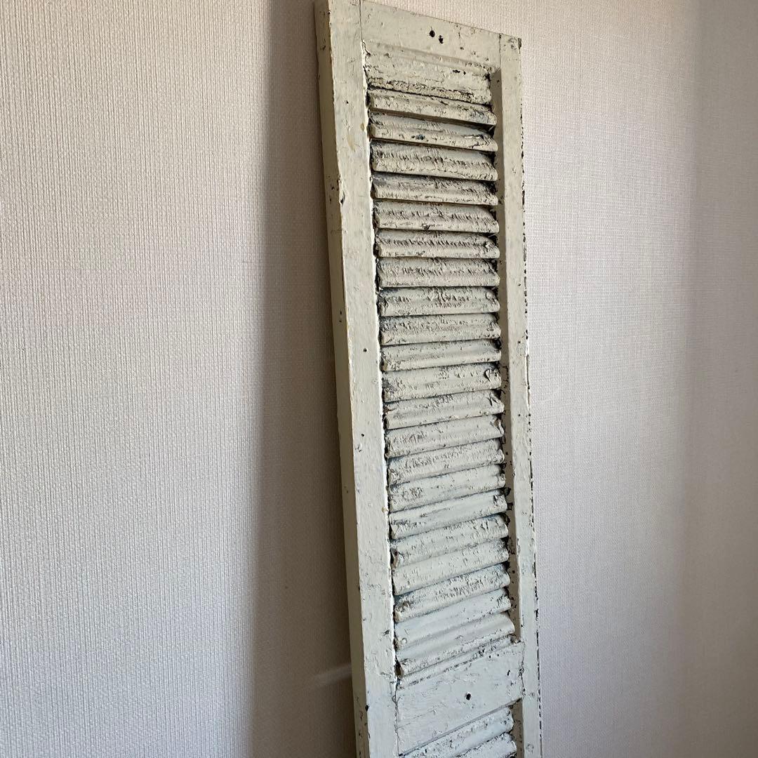 フランスアンティーク クリーム系白色ペイントヴォレー/木製雨戸ルーバー