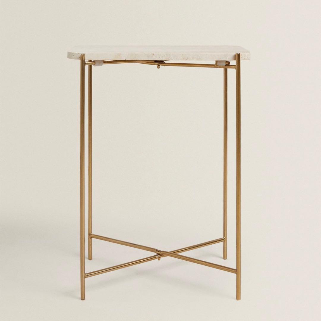 zara / 天然石天板の長方形サイドテーブル