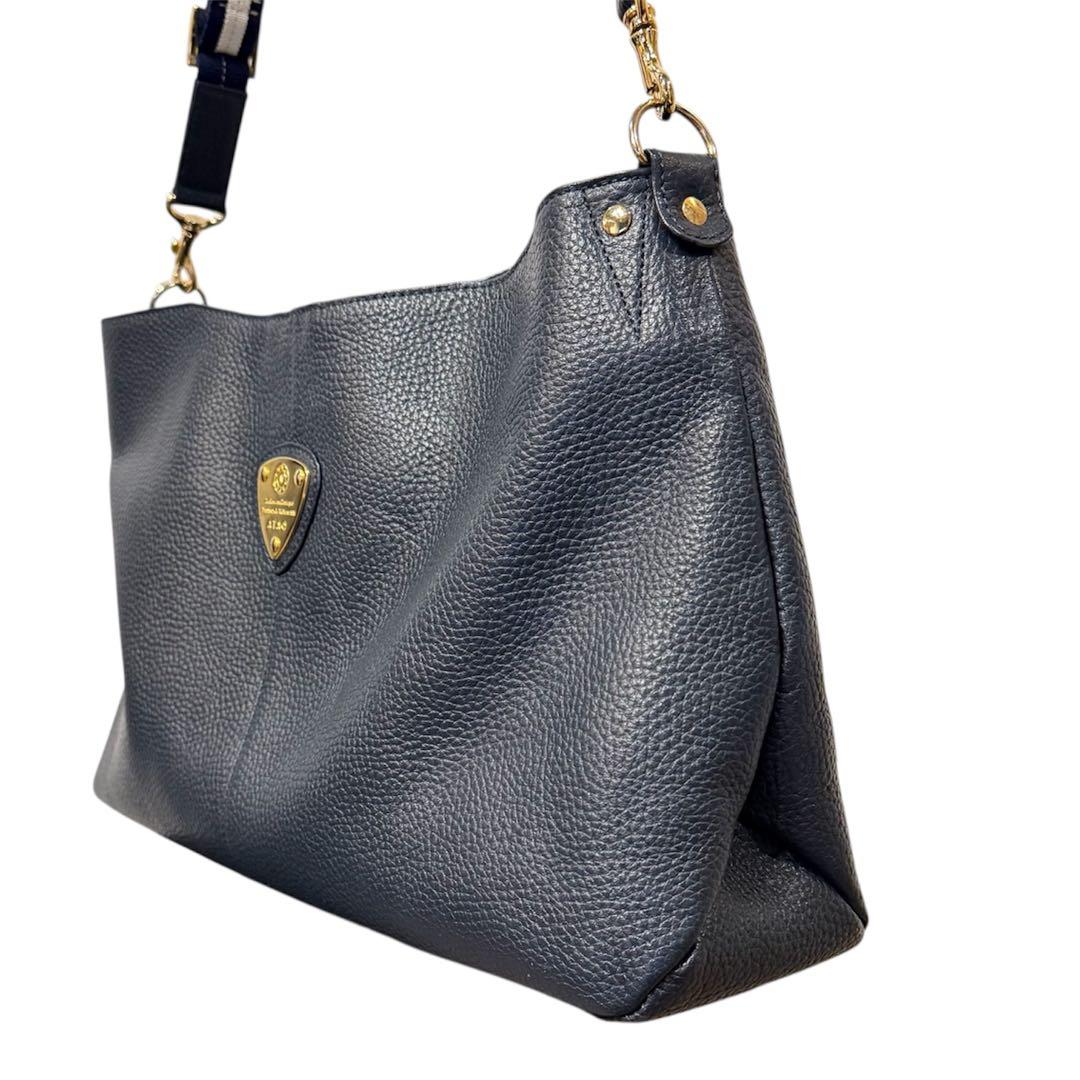 【美品】 ATAO エルヴィ 本革 ネイビー 2way ショルダーバッグ A4
