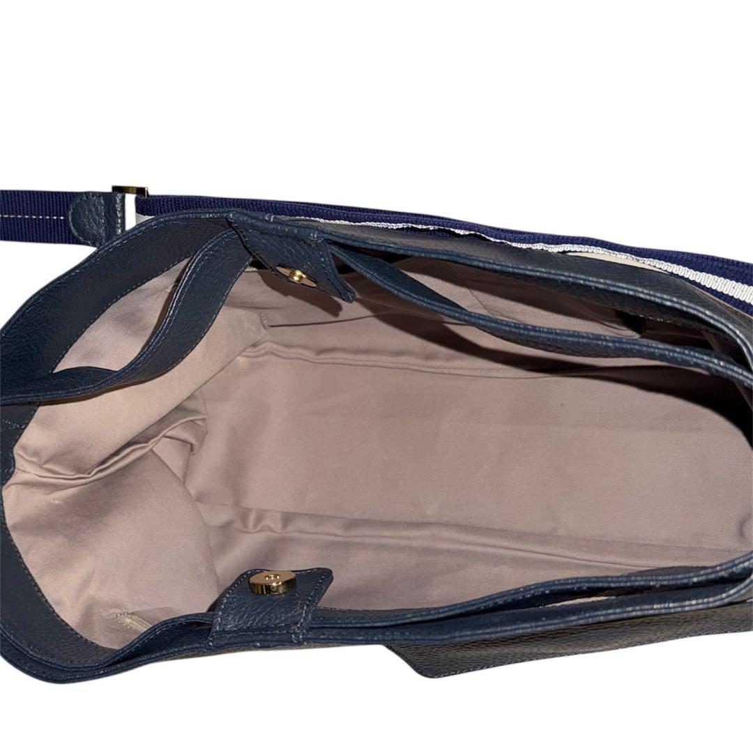 【美品】 ATAO エルヴィ 本革 ネイビー 2way ショルダーバッグ A4