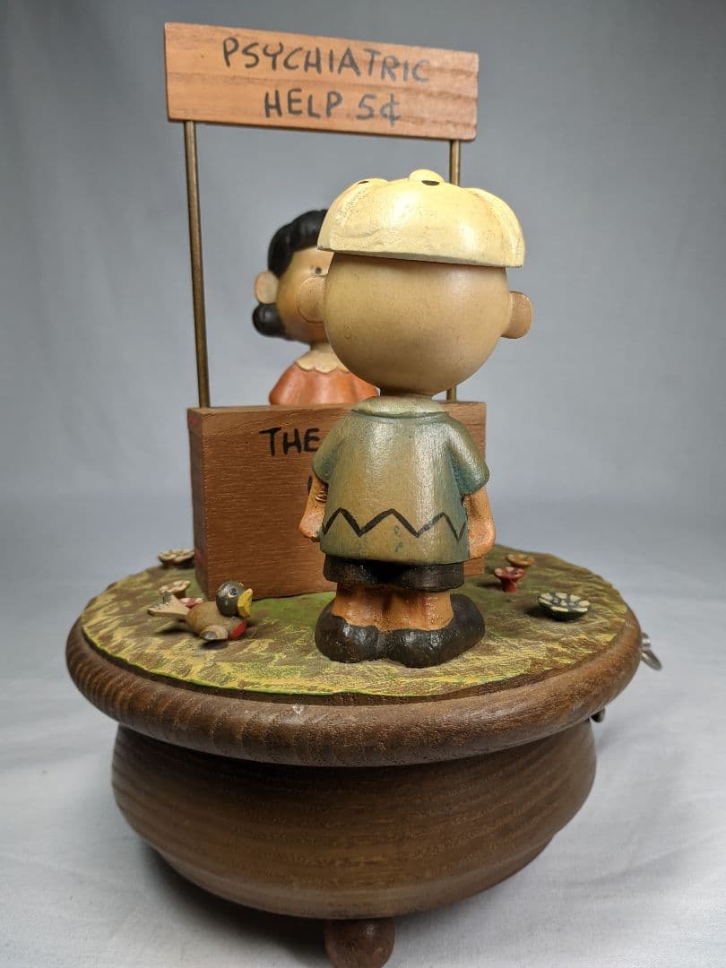 アンリ社製 ANRI チャーリー＆ルーシー オルゴール 木彫り人形 ビンテージ