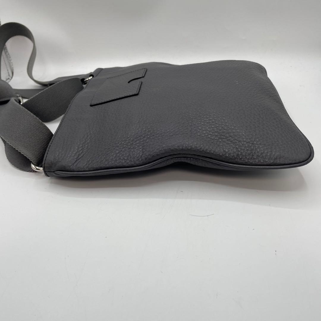 BALLY バリー ショルダーバッグ レザー ダークグレー　シボ革　メンズ