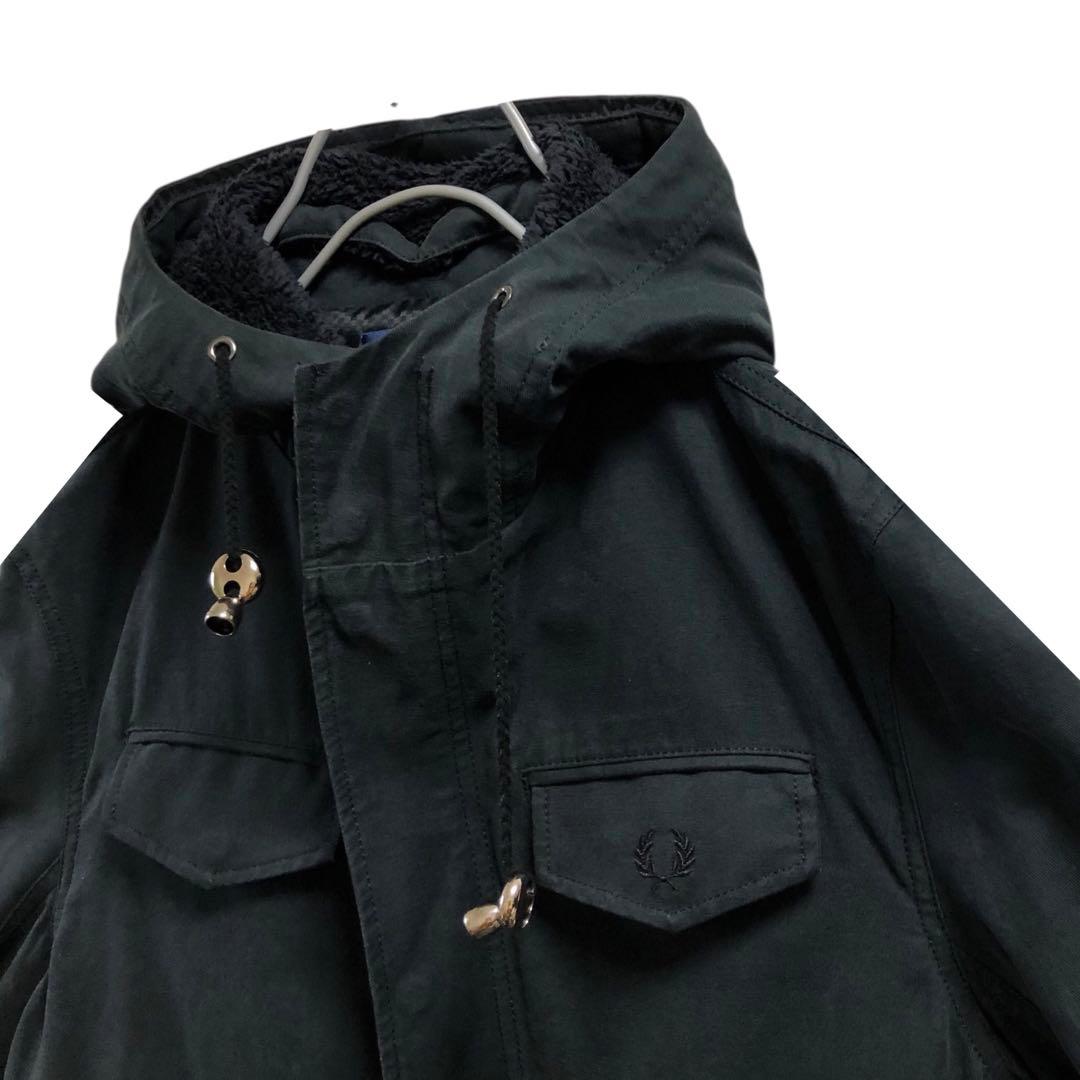 FRED PERRYフレッドペリーモッズコートアウターフード付刺繍ロゴ人気古着