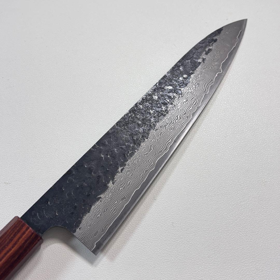 【鞘付け】黒打ちダマスカス和牛刀八角柄 和包丁　シェフナイフ 210mm 牛刀