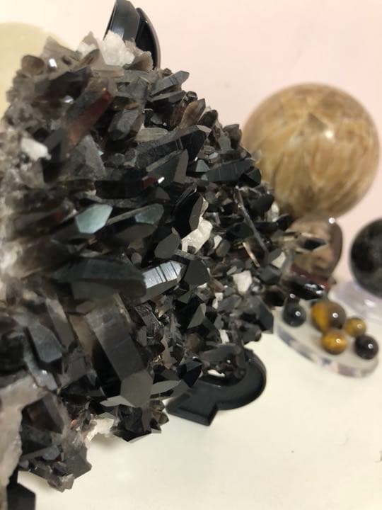 希少石 レア 極上 最高級黒水晶クラスター