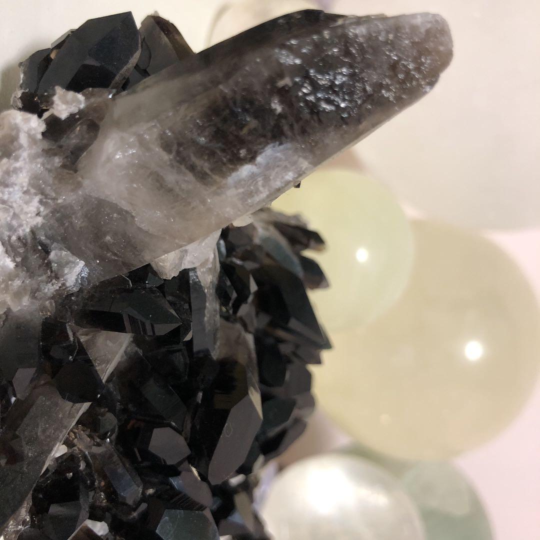 希少石 レア 極上 最高級黒水晶クラスター