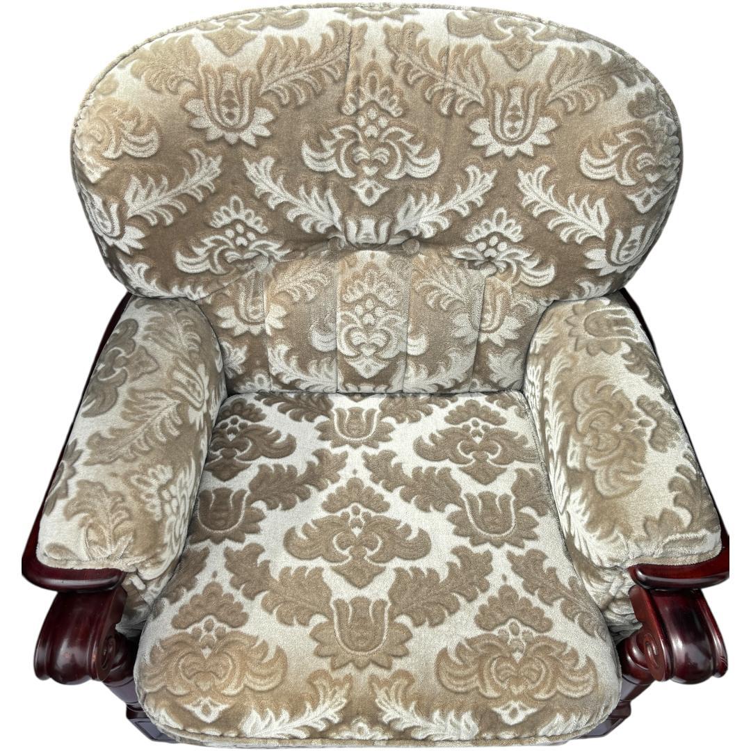 カリモク 金華山 花柄ベロアソファ 1人掛けソファ