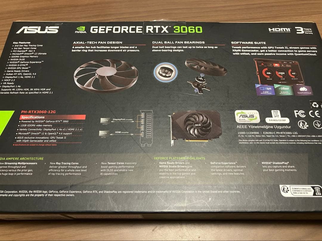 グラフィックボード・グラボ・ビデオカード ASUS Geforce RTX3060 12GB PHOENIX
