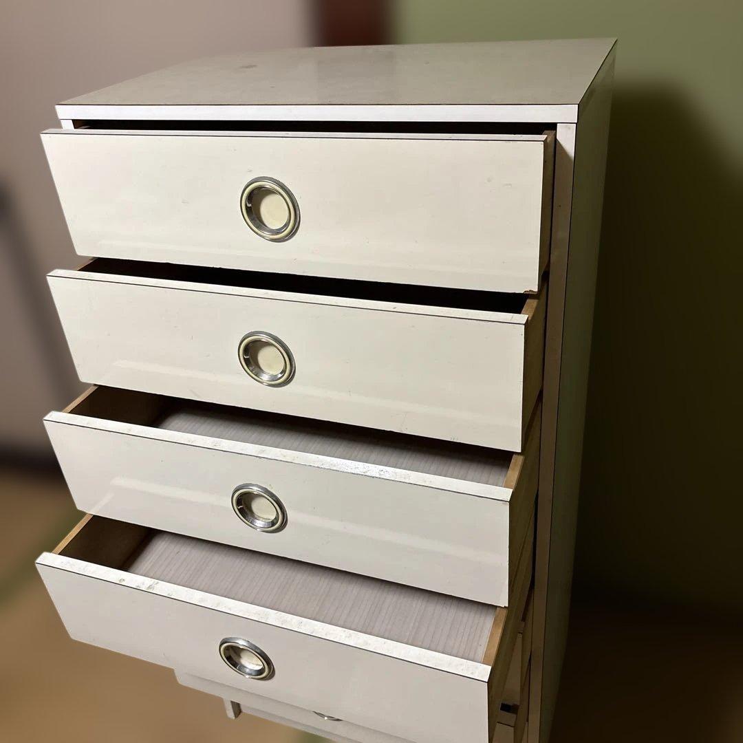 シ*ゲ様 ホワイト 木製 7段タンス 昭和レトロ　チェスト