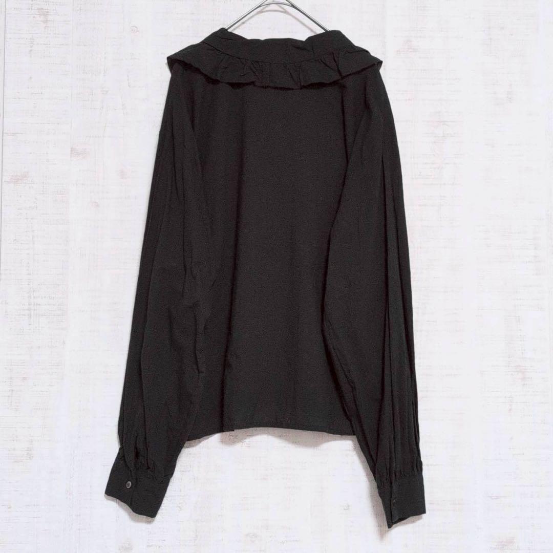 【新品】ミズイロインド mizuiro ind フリルブラウス ブラック 長袖