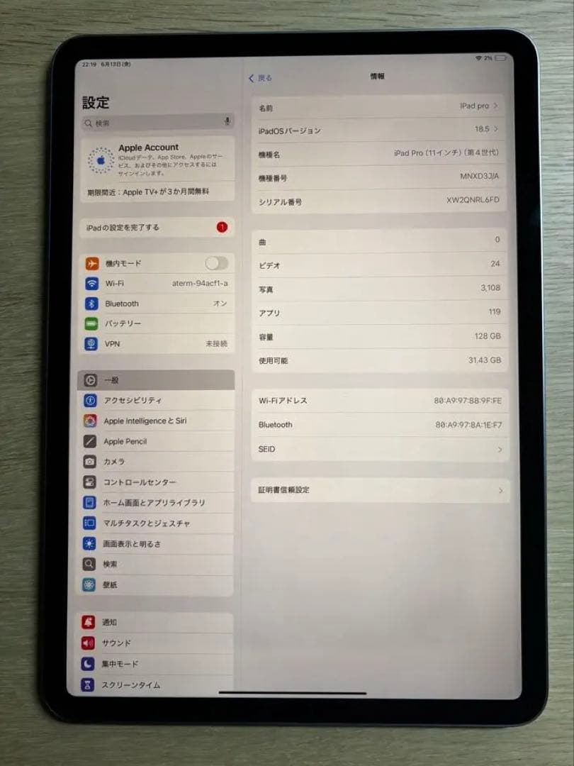 iPad Pro 第4世代 11インチ Apple care +更新可能（？）